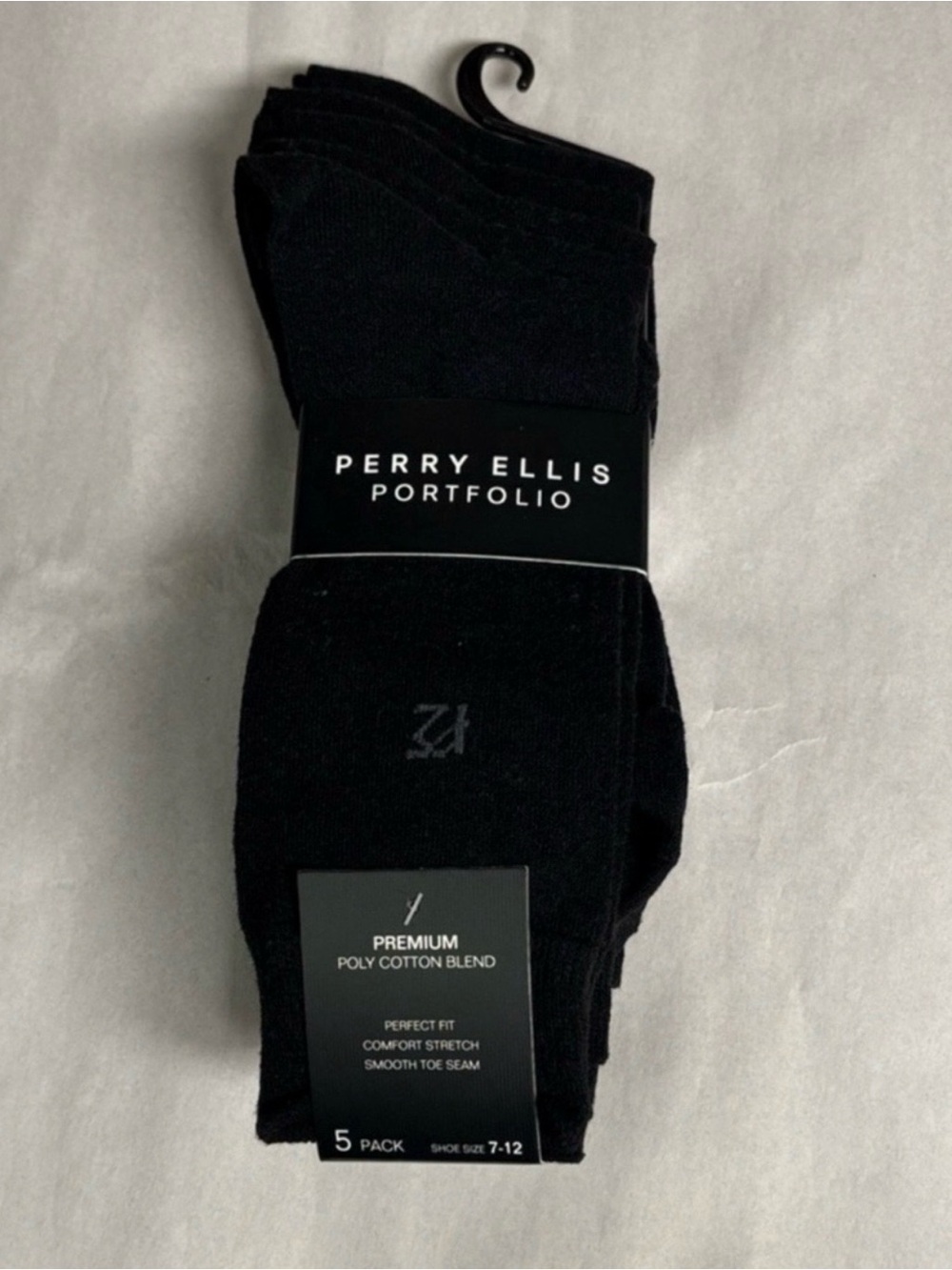 New Perry Ellis Socks Men’s 5 Pair Black Dress Business Preppy Career Office